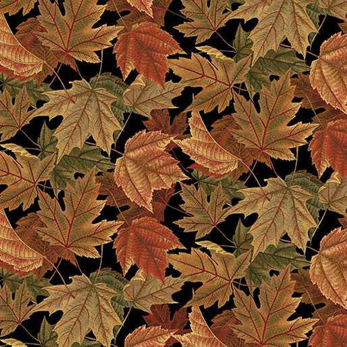 Benartex Fabric - Autumn Foliage Black 