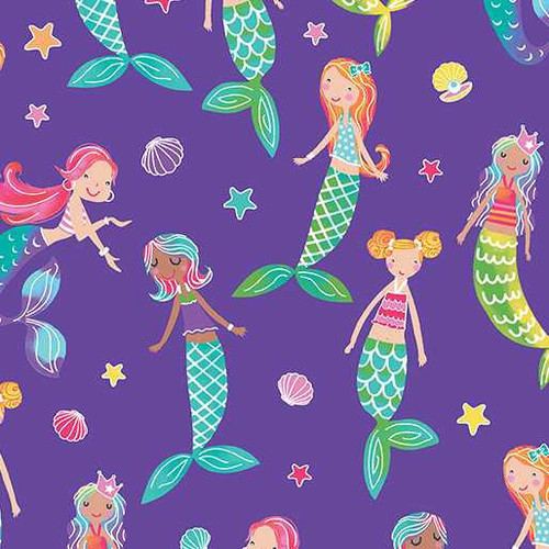  Benartex Fabric - Mermaid Friends Purple 