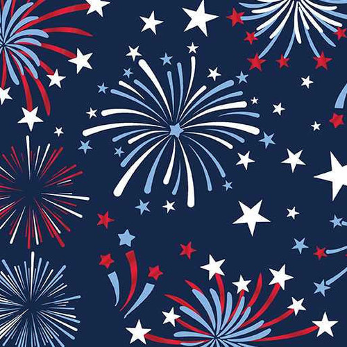  Benartex Fabric - Patriotic Fireworks Navy 