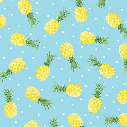  Benartex Fabric - Pineapple Fun Turquoise 