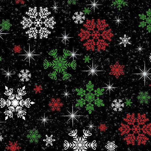  Benartex Fabric - Snowflake Wishes Black 