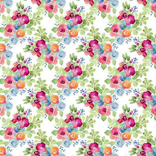 Blank Quilting Fabric - Love is in the Air Small Floral - White 