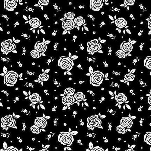  Blank Quilting Fabric - Paradox Roses Black 