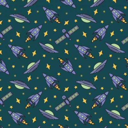 Camelot Fabrics Camelot Fabric - Aliens Space Exploration 