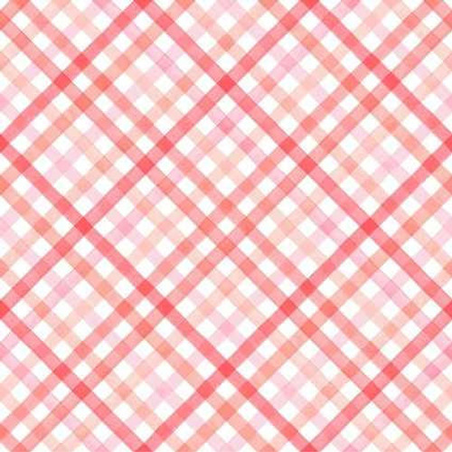  Clothworks Fabric - XOXO - Diagonal Plaid Red/Pink 