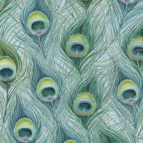  David Textiles Fabric - Peacock Feathers Allover 