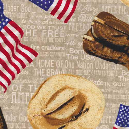 Fabri-Quilt Fabric - American Pride Boots & Flags 