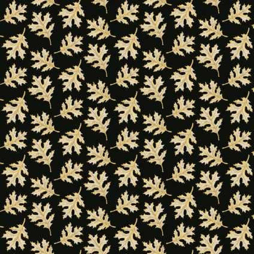  Henry Glass Fabric - Fall Potpourri Small Tossed Leaves Metallic 