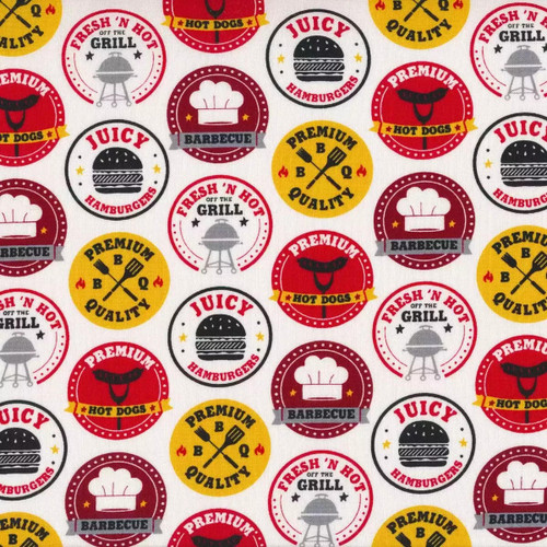  Henry Glass Fabric - Peace Love BBQ Stamps 