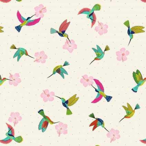  Lewis & Irene Fabric - Hibiscus Hummingbird 