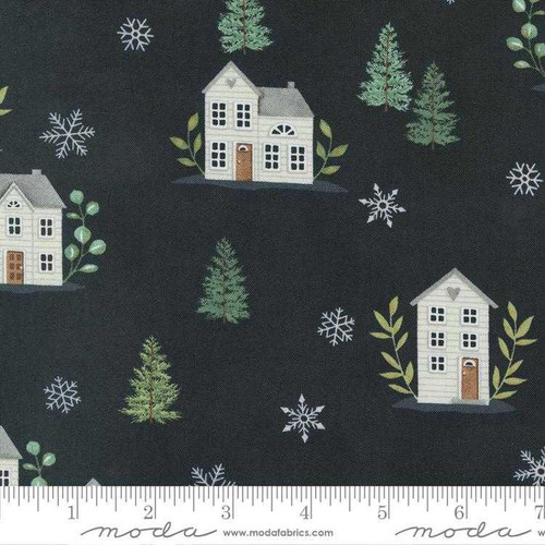  Moda Fabric - Holidays At Home - Houses Charcoal Black 