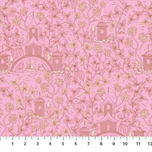  Northcott Fabric - Kindred Sketches Birdhouse - Pink 