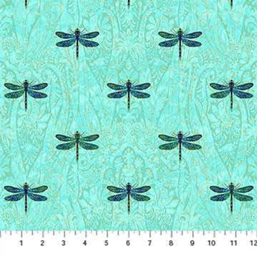  Northcott Fabric - Luminosity Dragonflies - Turquoise 