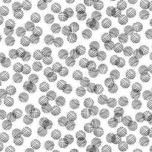  P&B Textiles Fabric - 108" Ramblings - Black Dots on White 