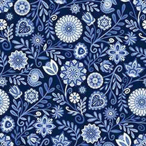 QT FABRICS QT Fabric - Folklorica Blues Floral Blue 