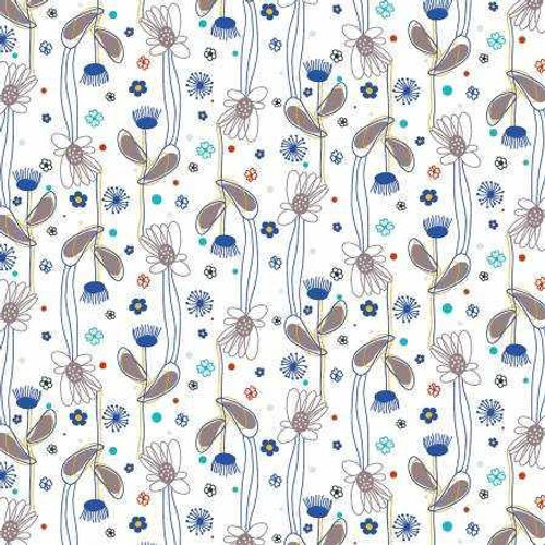 RJR Fabrics RJR Fabric - Flower Doodles - Floral Lines - Royal Blue 