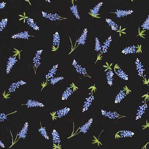 Robert Kaufman Fabrics Robert Kaufman Fabric - Texas in Bloom Bluebonnets - Black 