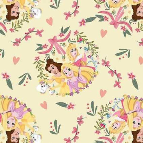  Springs Creative Fabric - Disney Princess Group - Yellow (Knit) 