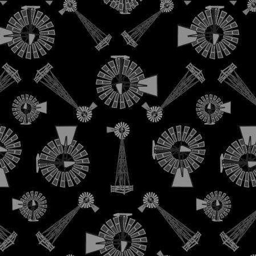  Studio E Fabric - Windmill Allover - Black 