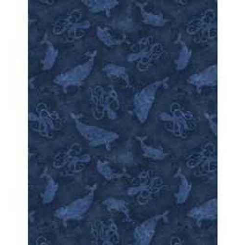  Wilmington Prints Fabric - Paradise Bay Sea Silhouettes - Navy 